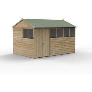 Forest Garden Beckwood 12x8 Pressure Treated Shiplap Reverse Apex Garden Shed Brown 359.6cm W X 232.9cm D X 261.2cm H