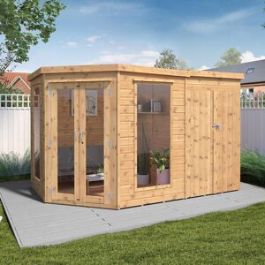 Mercia Garden Products Mercia 11 x 7ft Premium Corner Summerhouse with Side Shed