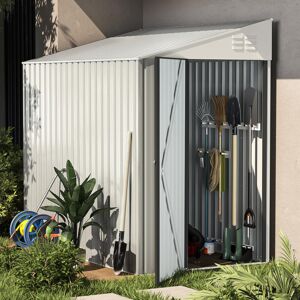 Dakota Fields Blockus 4 ft. W x 7 ft. D Galvanized Steel Pent Garden Shed White 128.5cm W X 214.1cm D X 203.4cm H