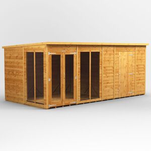 Powersheds 16 x 8ft Timber Tongue & Groove Pent Summerhouse Combi (includes 6ft Side Store)