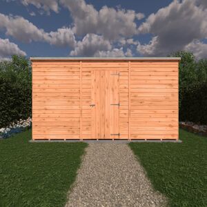 Shire GB Garden Value 12 x 6 Overlap Pent Shed Brown 359cm W X 176cm D X 204cm H