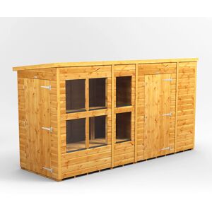 Powersheds 12 x 4ft Timber Tongue & Groove Pent Potting Shed Combi (includes 6ft Side Store) Brown 130.8cm W X 377.2cm D X 202.8cm H