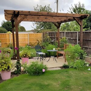 Dakota Fields Baudoin Solid Wood Pergola Rustic Brown 8 ft x 8 ft