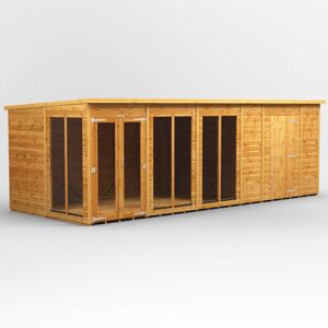 Powersheds 20 x 8ft Timber Tongue & Groove Pent Summerhouse Combi (includes 6ft Side Store)