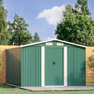 WFX Utility 10 ft. W x 12 ft. D Metal Apex Garden Shed Outdoor Storage House Dark Green 312cm W X 377cm D X 202cm H