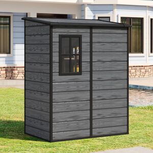Living and Home 5 x 4 FT Outdoor Storage Shed Grey 138.3cm W X 110.8cm D X 92.5cm H