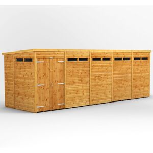 Powersheds 20 x 6ft Timber Tongue & Groove Security Pent Garden Shed, Double Doors Brown 190.8cm W X 608.6cm D X 202.8cm H