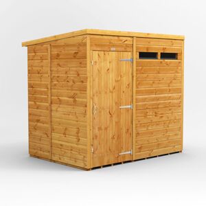 Powersheds 7 x 5ft Timber Tongue & Groove Security Pent Garden Shed Brown 160.8cm W X 221.6cm D X 202.8cm H
