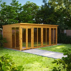 Powersheds 16 x 8ft Timber Tongue & Groove Pent Summerhouse Brown 260.4cm W X 489.6cm D X 202.8cm H