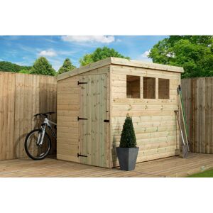 Empire Sheds Ltd 6 Ft. W x 6 Ft. D Shiplap Pent Wooden Shed Natural 182.88cm W X 182.88cm D X 203.2cm H