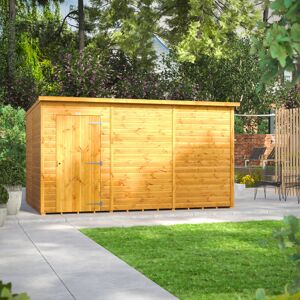 Powersheds 12 x 8ft Timber Tongue & Groove Windowless Pent Garden Shed Brown 260.4cm W X 370.6cm D X 202.8cm H