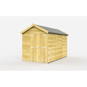 Dakota Fields 7ft x 12ft Apex Shed - Double Door without Windows Green 214cm W X 358cm D X 217cm H