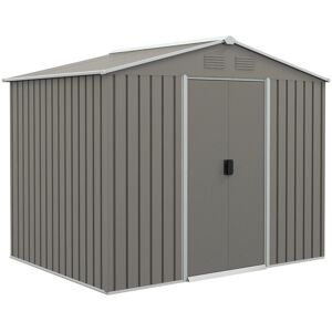 Dakota Fields Brenson 7.7 ft. W x 5.7 ft. D Galvanised Steel Steep Slope Garden Shed Light Grey;Grey 236cm W X 174cm D X 190cm H