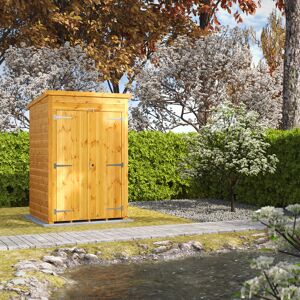 Powersheds 4 x 4ft Timber Tongue & Groove Windowless Pent Garden Shed, Double Doors Brown 130.8cm W X 132.6cm D X 202.8cm H