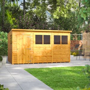 Powersheds 12 x 8ft Timber Tongue & Groove Pent Garden Shed Brown 260.4cm W X 370.6cm D X 202.8cm H