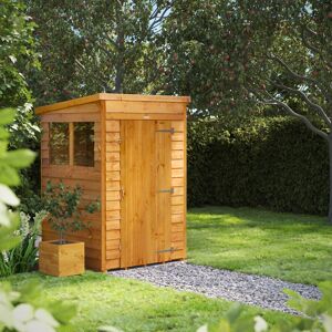 Powersheds 4 x 4ft Timber Overlap Pent Garden Shed Brown 130.8cm W X 132.6cm D X 202.8cm H Powersheds 4 x 4ft Timber Overlap Pent Garden Shed Brown 130.8cm W X 132.6cm D X 202.8cm H