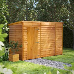 Powersheds 10 x 4ft Timber Overlap Windowless Pent Garden Shed Brown 130.8cm W X 311.6cm D X 202.8cm H Powersheds 10 x 4ft Timber Overlap Windowless Pent Garden Shed Brown 130.8cm W X 311.6cm D X 202.8cm H