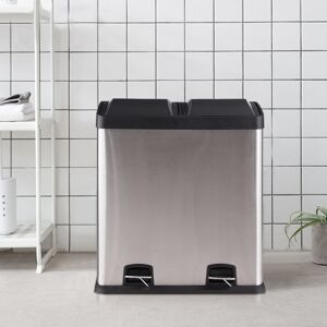 Rebrilliant Stainless Steel 25 Litre Step On Multi-Compartments Rubbish & Recycling Bin Black;Silver 25L Rebrilliant Stainless Steel 25 Litre Step On Multi-Compartments Rubbish & Recycling Bin Black;Silver 25L
