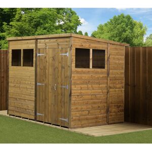 Empire Sheds Ltd Modular Pent Garden Shed 8X6 Double Door Windows Brown 243.84cm W X 180.34cm D X 205.74cm H Empire Sheds Ltd Modular Pent Garden Shed 8X6 Double Door Windows Brown 243.84cm W X 180.34cm D X 205.74cm H