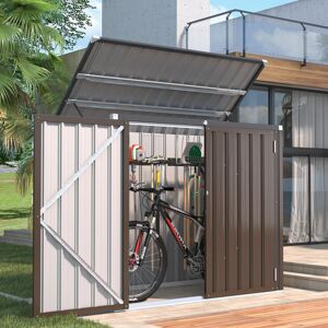 YODOLLA Outdoor Waterproof 5 ft. W x 3 ft. D Metal Flat Storage Shed Brown 140cm W X 80cm D X 117.6cm H YODOLLA Outdoor Waterproof 5 ft. W x 3 ft. D Metal Flat Storage Shed Brown 140cm W X 80cm D X 117.6cm H