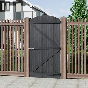 August Grove Semi Braced Arch Top Strong Wooden Garden Gate Black 180cm H x 90cm W x 3cm D August Grove Semi Braced Arch Top Strong Wooden Garden Gate Black 180cm H x 90cm W x 3cm D