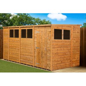 Empire Sheds Ltd Modular Pent Garden Shed 14X6 With Windows Brown 419.1cm W X 180.34cm D X 206cm H Empire Sheds Ltd Modular Pent Garden Shed 14X6 With Windows Brown 419.1cm W X 180.34cm D X 206cm H