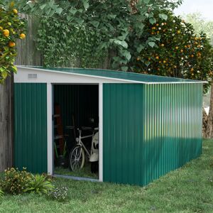 Dakota Fields Buisan 9 ft. W x 11 ft. D Galvanised Steel Pent Garden Shed White;Green 280cm W X 345cm D X 201cm H Dakota Fields Buisan 9 ft. W x 11 ft. D Galvanised Steel Pent Garden Shed White;Green 280cm W X 345cm D X 201cm H