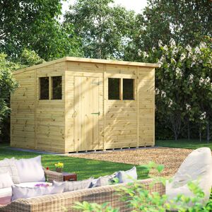 Powersheds 10 x 8ft Premium Pressure Treated Timber Pent Garden Shed Brown;Green 314.2cm W X 260.4cm D X 224.8cm H Powersheds 10 x 8ft Premium Pressure Treated Timber Pent Garden Shed Brown;Green 314.2cm W X 260.4cm D X 224.8cm H
