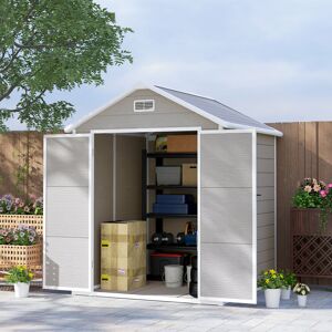 Latitude Run Garden 6 ft. W 5 ft. D PP Resin, Aluminium Reverse Apex Storage Shed Dark Grey 182cm W X 151cm D X 219cm H Latitude Run Garden 6 ft. W 5 ft. D PP Resin, Aluminium Reverse Apex Storage Shed Dark Grey 182cm W X 151cm D X 219cm H