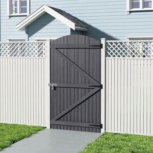 August Grove Semi Braced Arch Top Strong Wooden Garden Gate Black 150cm H x 90cm W x 3cm D August Grove Semi Braced Arch Top Strong Wooden Garden Gate Black 150cm H x 90cm W x 3cm D