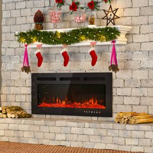 Belfry Heating Ultra-Thin Electric Fireplace Low Noise, Touch Screen & Remote Control, With Crystal & Log Set Black 43cm H x 102cm W x 10.4cm D Belfry Heating Ultra-Thin Electric Fireplace Low Noise, Touch Screen & Remote Control, With Crystal & Log Set Black 43cm H x 102cm W x 10.4cm D