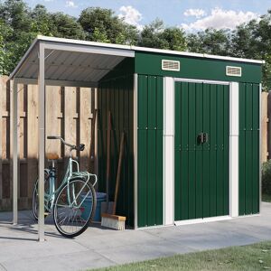 Dakota Fields Broghin Garden Shed with Extended Roof Outdoor Tool Shed Storage Shed Steel Green 277cm W X 280.67cm D X 181cm H Dakota Fields Broghin Garden Shed with Extended Roof Outdoor Tool Shed Storage Shed Steel Green 277cm W X 280.67cm D X 181cm H
