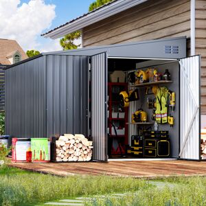 YODOLLA 8 ft. W x 10 ft. D Metal Pent Storage Shed Dark Grey 239cm W X 300cm D X 197.5cm H YODOLLA 8 ft. W x 10 ft. D Metal Pent Storage Shed Dark Grey 239cm W X 300cm D X 197.5cm H