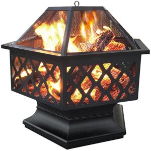 Yaheetech Iron Wood Burning Fire Pit Black 62cm H X 60.5cm W X 60.5cm D Yaheetech Iron Wood Burning Fire Pit Black 62cm H X 60.5cm W X 60.5cm D