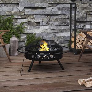 Ophelia & Co. Gayle Fire Pit with Poker XXL Steel Black 46" H X 70" W Ophelia & Co. Gayle Fire Pit with Poker XXL Steel Black 46" H X 70" W