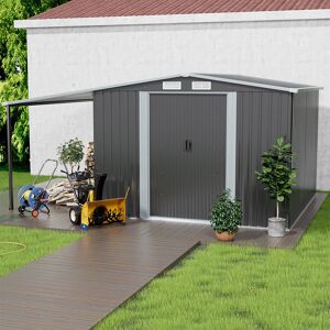 Dakota Fields 8ft W x 8ft D Caiti Metal Garden Sheds with Lean-to Dark Grey 358cm W X 260cm D X 256cm H Dakota Fields 8ft W x 8ft D Caiti Metal Garden Sheds with Lean-to Dark Grey 358cm W X 260cm D X 256cm H