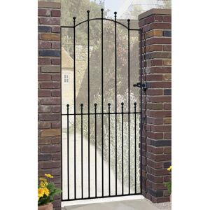 Rosalind Wheeler Begonia Ball Top Tall Metal Garden Gate Black 76cm W X 194cm H Rosalind Wheeler Begonia Ball Top Tall Metal Garden Gate Black 76cm W X 194cm H