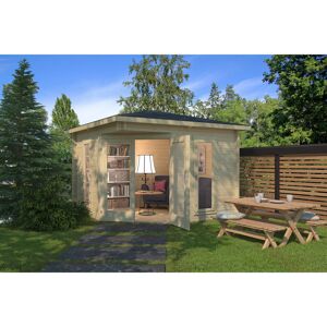 Lasita Maja 9.5 x 9.5 Ft. Corner Log Cabin With Single Glazing (28mm) Eastleigh Natural Wood Lasita Maja 9.5 x 9.5 Ft. Corner Log Cabin With Single Glazing (28mm) Eastleigh Natural Wood