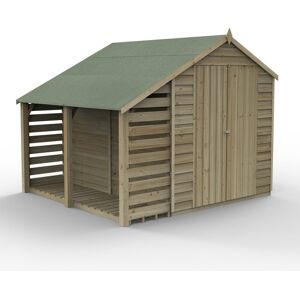 Forest Garden 4Life 6x8 Pressure Treated Apex Shed - Double Door No Window with Lean To Brown 264.6cm W X 242cm D X 213.3cm H Forest Garden 4Life 6x8 Pressure Treated Apex Shed - Double Door No Window with Lean To Brown 264.6cm W X 242cm D X 213.3cm H