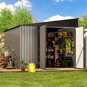 YODOLLA 8 ft. W x 10 ft. D Metal Pent Storage Shed Grey 239cm W X 300cm D X 197.5cm H YODOLLA 8 ft. W x 10 ft. D Metal Pent Storage Shed Grey 239cm W X 300cm D X 197.5cm H