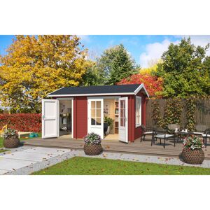 Lasita Maja Lasita Warrington 13 x 8 Ft. Apex Roof 2-Room Log Cabin With Single Glazed Windows (28mm) Warrington Swedish red Lasita Maja Lasita Warrington 13 x 8 Ft. Apex Roof 2-Room Log Cabin With Single Glazed Windows (28mm) Warrington Swedish red