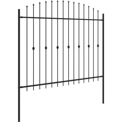 Vidaxl Spike Fence Black Powder-Coated Steel Modern Outdoor Barrier Backyard Black 150cm H x 200cm W Vidaxl Spike Fence Black Powder-Coated Steel Modern Outdoor Barrier Backyard Black 150cm H x 200cm W