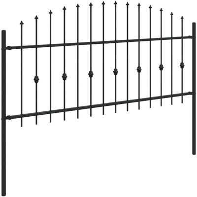 Vidaxl Spike Fence Black Powder-Coated Steel Modern Outdoor Barrier Backyard Black 130cm H x 200cm W Vidaxl Spike Fence Black Powder-Coated Steel Modern Outdoor Barrier Backyard Black 130cm H x 200cm W