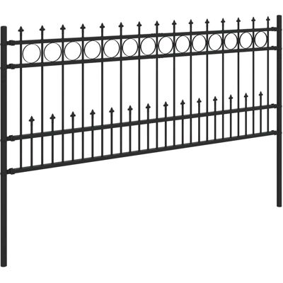 Vidaxl Spike Ring Fence Black Powder-Coated Steel Outdoor Barrier Panel Black 130cm H x 200cm W Vidaxl Spike Ring Fence Black Powder-Coated Steel Outdoor Barrier Panel Black 130cm H x 200cm W