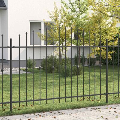 Vidaxl Spike Fence Black Powder-Coated Steel Modern Outdoor Barrier Backyard Black 166cm H x 200cm W Vidaxl Spike Fence Black Powder-Coated Steel Modern Outdoor Barrier Backyard Black 166cm H x 200cm W
