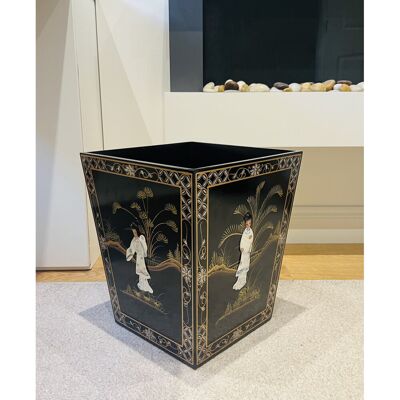 Latitude Vive Aromola Hand Painted 15 Litre Waste Bin with Mother Of Pearl Black 15L Latitude Vive Aromola Hand Painted 15 Litre Waste Bin with Mother Of Pearl Black 15L