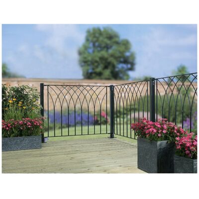 Latitude Run Artondale Metal Garden Fence Panel 81cm H x 113cm W Black 113cm W X 81cm H X 4cm D Latitude Run Artondale Metal Garden Fence Panel 81cm H x 113cm W Black 113cm W X 81cm H X 4cm D
