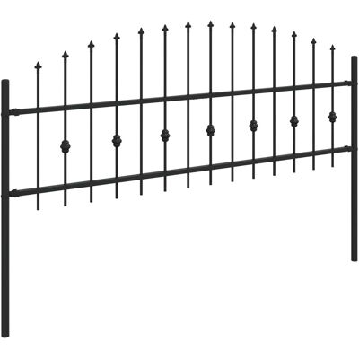 Vidaxl Spike Fence Black Powder-Coated Steel Modern Outdoor Barrier Backyard Black 110cm H x 200cm W Vidaxl Spike Fence Black Powder-Coated Steel Modern Outdoor Barrier Backyard Black 110cm H x 200cm W