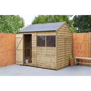 Forest Garden Overlap Pressure Treated 8X6 Reverse Apex Shed in , Natural Timber brown/white 19.4564 H x 20.1422 W x 16.5608 D cm