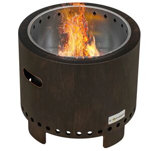 Outsunny 42Cm H x 45Cm W Stainless Steel Outdoor Fire Pit black/brown/gray 42.0 H x 45.0 W x 45.0 D cm